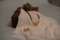 Premium American Diamond Gold Plated Mangalsutra with Earrings