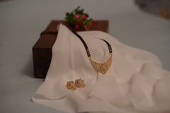 Premium American Diamond Gold Plated Mangalsutra with Earrings