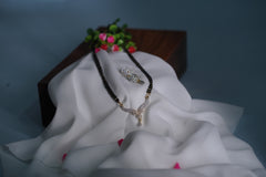 Designer Diamond Mangalsutra with Double Chain & Matching Earrings Set