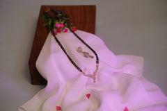 Designer Diamond Mangalsutra with Double Chain & Matching Earrings Set