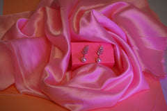 Elegant Silver-Plated Leaf Design Earrings with Pearl Drop – Stylish Party & Wedding Jewelry