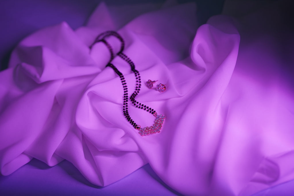Elegant American Diamond Floral Mangalsutra with Earrings