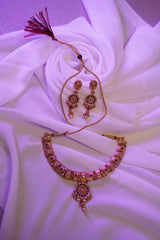 ✨ Traditional Gold-Plated Ethnic Necklace with Matching Earrings – Kundan & Pearl Indian Bridal Jewelry Set ✨