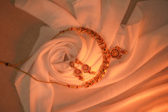 ✨ Traditional Gold-Plated Ethnic Necklace with Matching Earrings – Kundan & Pearl Indian Bridal Jewelry Set ✨