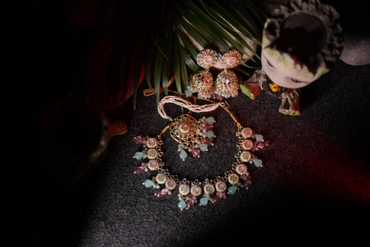 Luxury Kundan Pearl Choker Necklace Set with Earrings & Maang Tikka – Bridal & Festive Jewelry