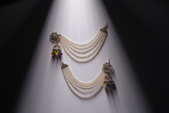 Traditional Kundan Pearl Earrings with Colorful Beads – Bridal & Festive Jewelry