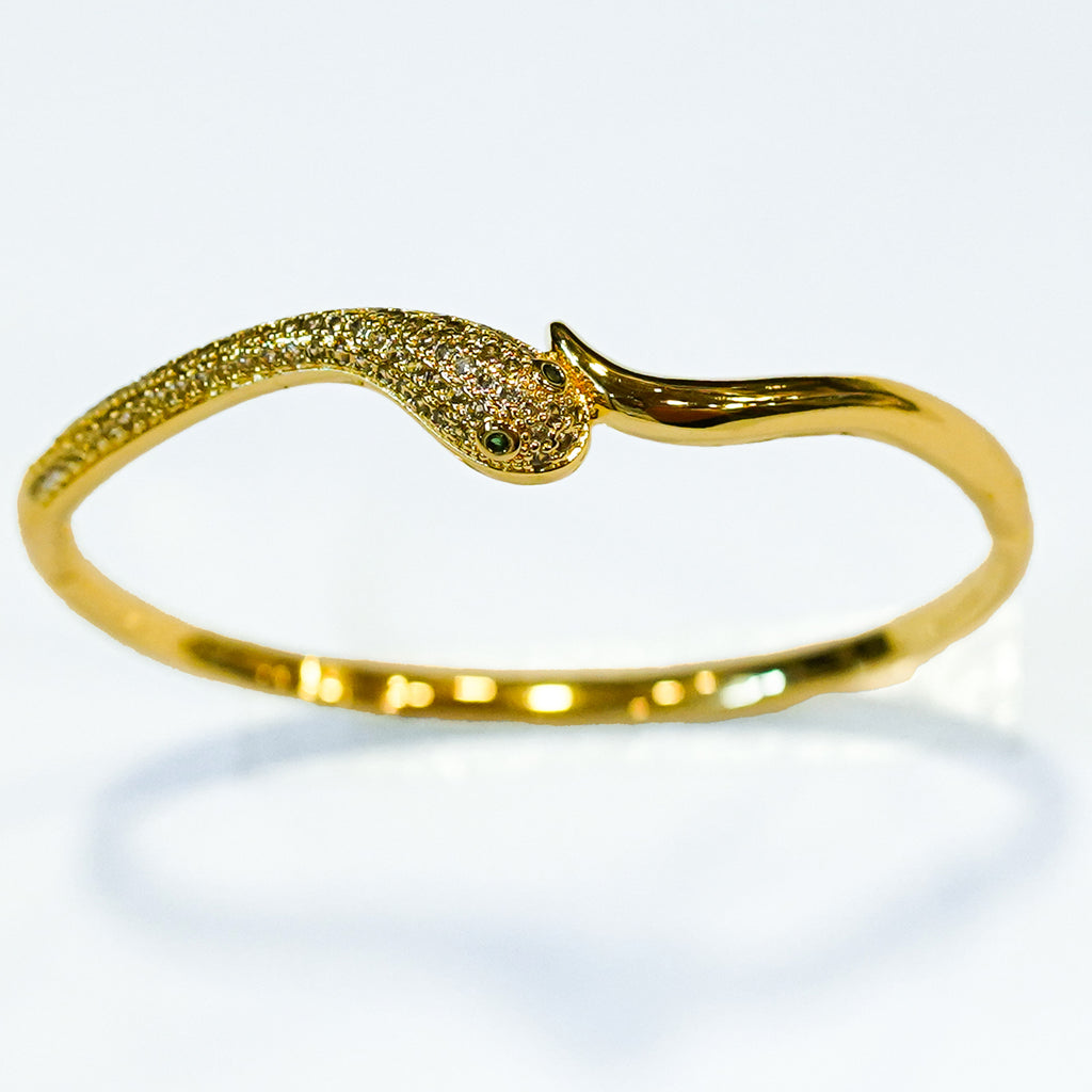 Elegant Gold Snake Design Bracelet with Sparkling Stone Accents
