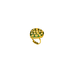 Elegant Polki Style Adjustable Ring for Women & Girls | Traditional Gold-Tone Stone Studded Jewelry