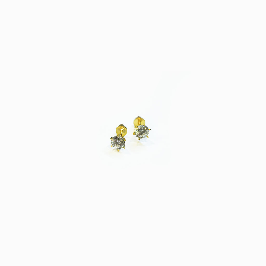 Classic Solitaire Stud Earrings in Gold & Silver – Elegant Crystal Stone Earrings for Daily & Party Wear