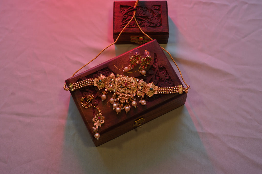 💫 Traditional Gold-Plated Necklace Set with Earrings & Maang Tikka – Pearl & Kundan Indian Bridal Jewelry 💫