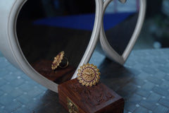✨ Traditional Elephant Design Adjustable Ring – Antique Gold Polish with Ruby Stones for Women & Girls ✨