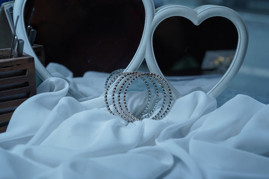 ✨ Elegant American Diamond Bangles Set – Sparkling Silver Finish ✨