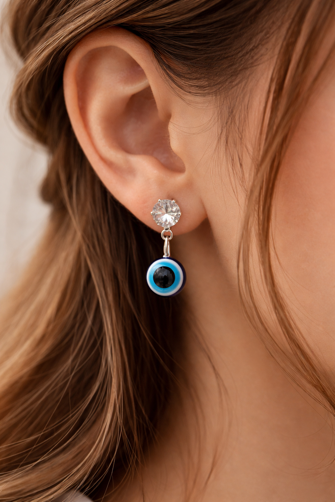 Evil Eye Crystal Drop Earrings
