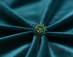 Elegant Silver-Plated Emerald Floral Adjustable Ring for Women & Girls.