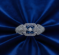 Exquisite American Diamond Free Size Bracelet with Royal Blue Accent