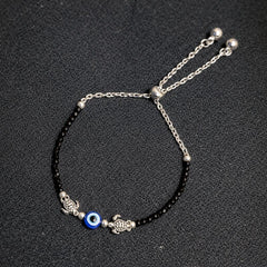 Evil Eye Turtle Black Beads Bracelet