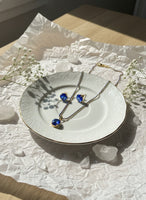 Royal Blue Stone Necklace Set with Matching Stud Earrings
