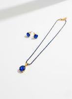 Royal Blue Stone Necklace Set with Matching Stud Earrings