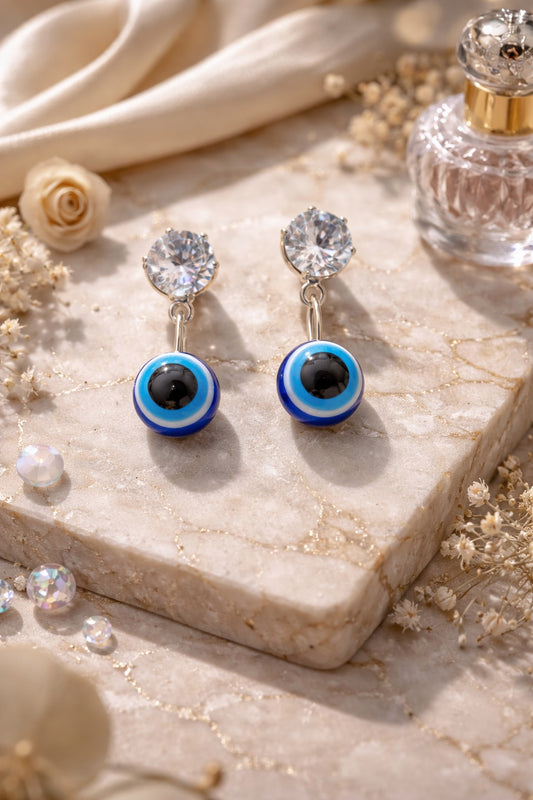 Evil Eye Crystal Drop Earrings