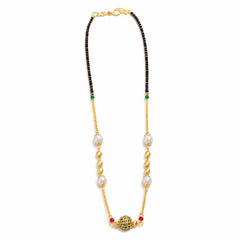 Sizzle Jewels Royal Ball Pendant Mangalsutra with Black Beads & Pearl Detailing